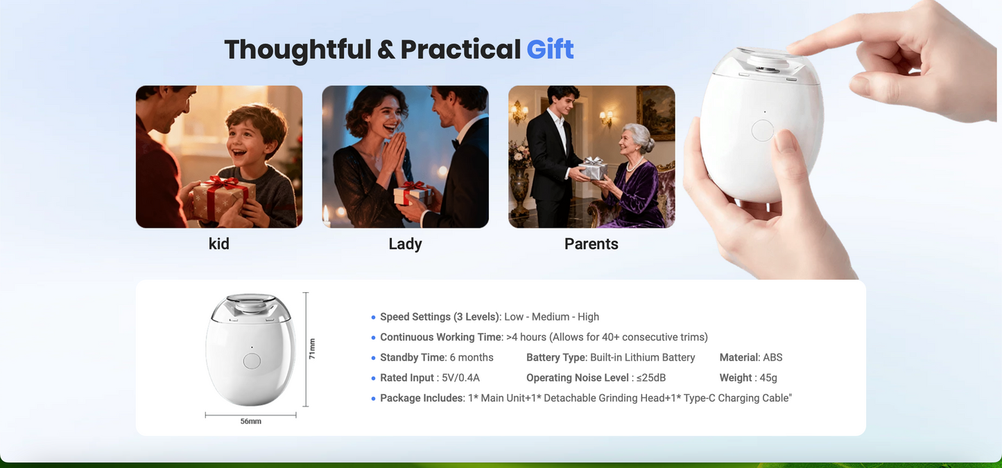 Universal Automatic Fingernail Grinder for Adults and Children