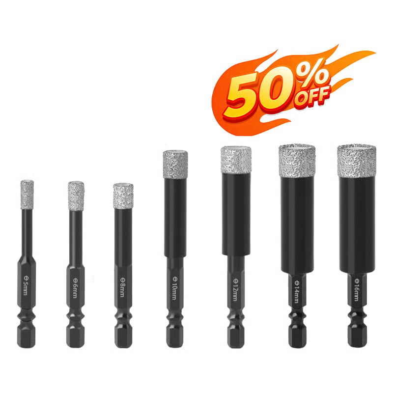 Hex Shank Vacuum Brazed Diamond Dry Drill Bits Set
