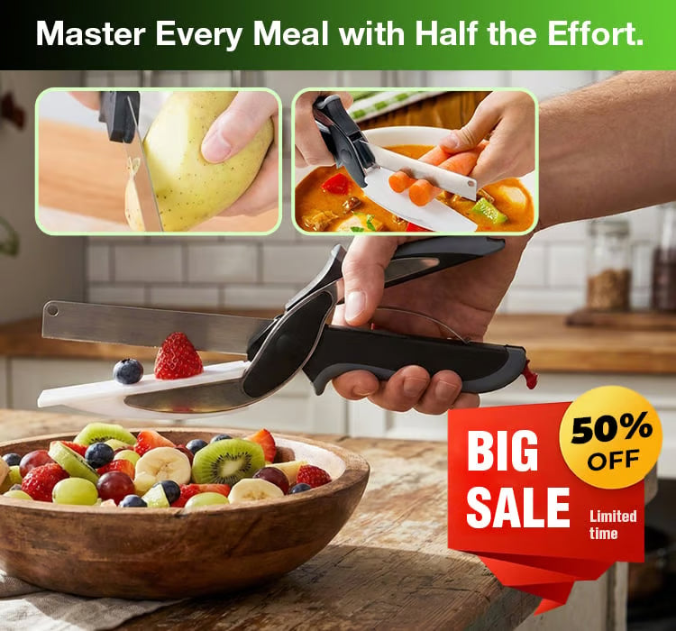 Professional Stainless Steel 2-in-1 Kitchen Scissors with Integrated Cutting Board