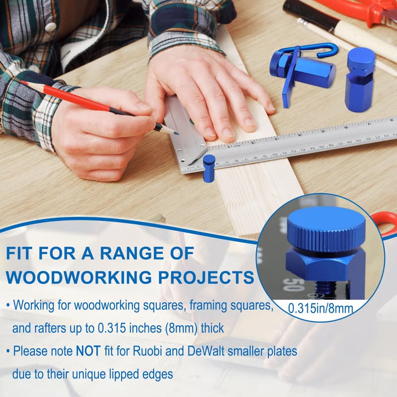 Tall Stair Gauges for Framing Square – Hexagonal Stable Lock with Holder & Hook