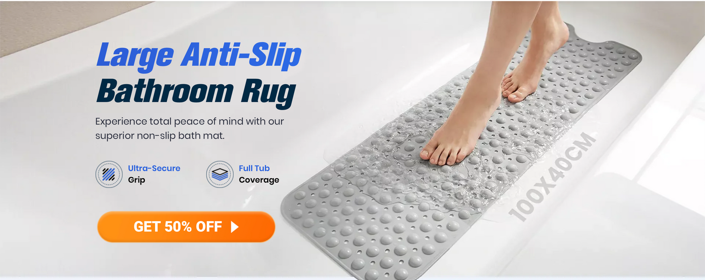 Non-Slip Bath Mat With Suction Cups