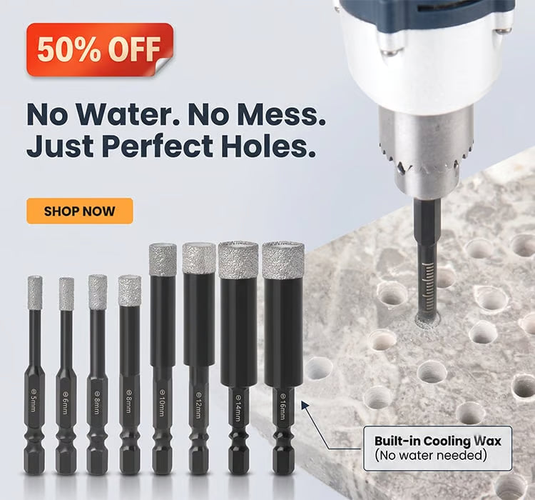 Hex Shank Vacuum Brazed Diamond Dry Drill Bits Set