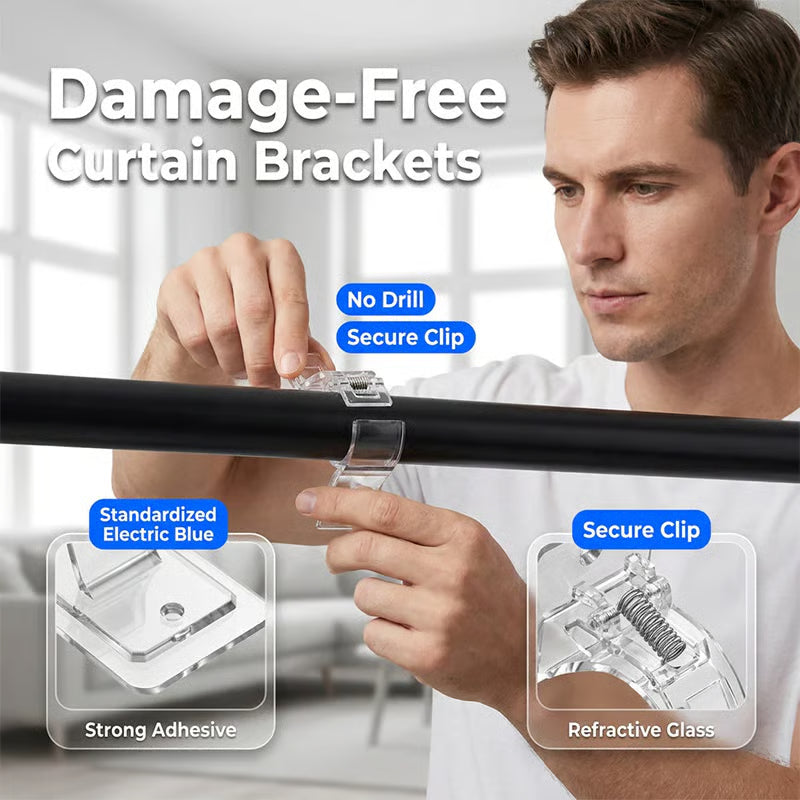 Heavy-Duty Self-Adhesive Rod Support Brackets