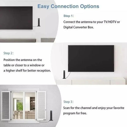 4K/1080P Indoor HDTV Antenna ✦ 120-Mile 360° Signal Booster