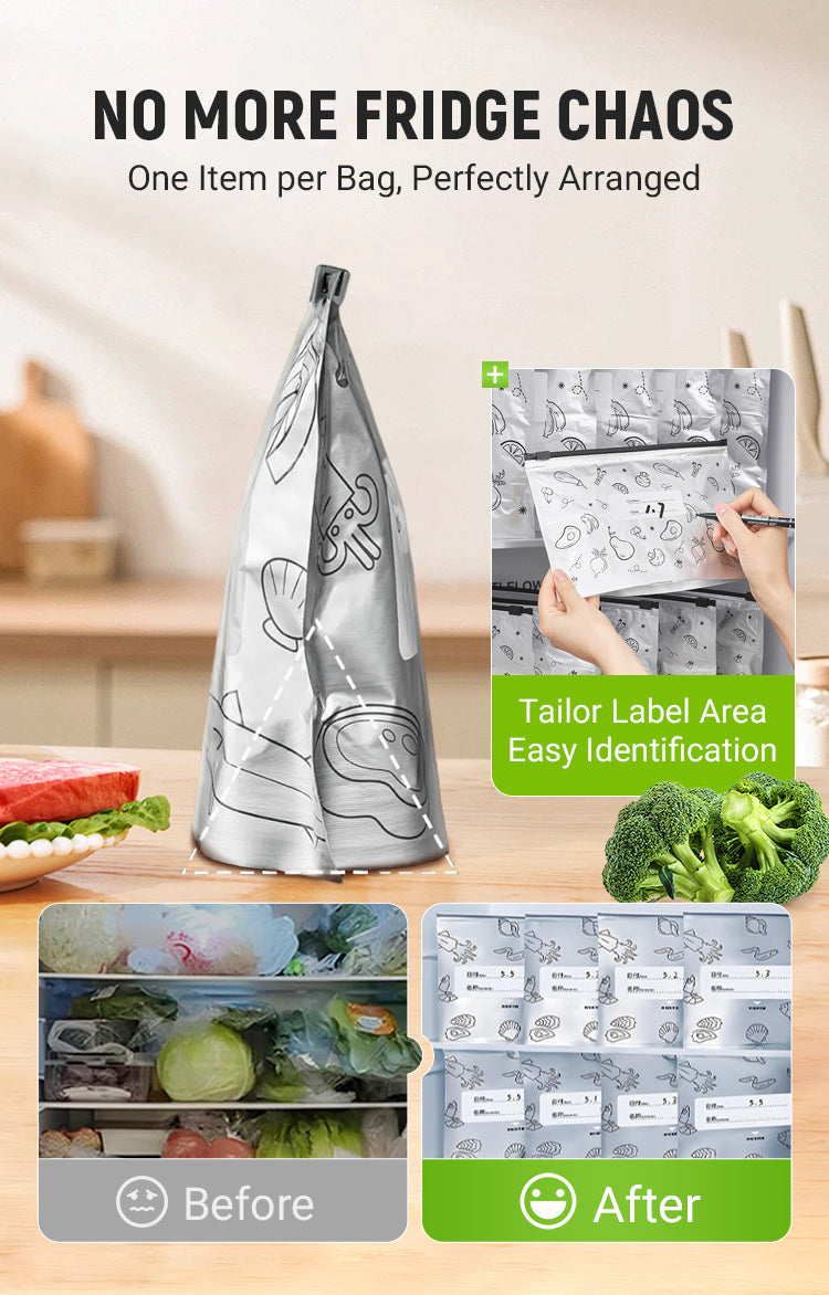 🔥Limited Sale: Buy 2 get 2 free!🍗 🥦Reusable Aluminum Foil Sealable Storage Bags