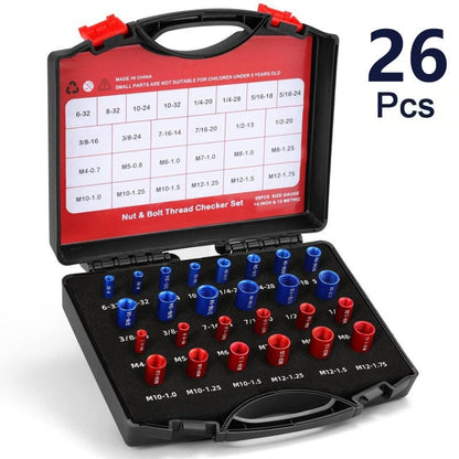 44Pcs Alloy Nut and Bolt Thread Inspector - Metric and SAE Size Identification Tool