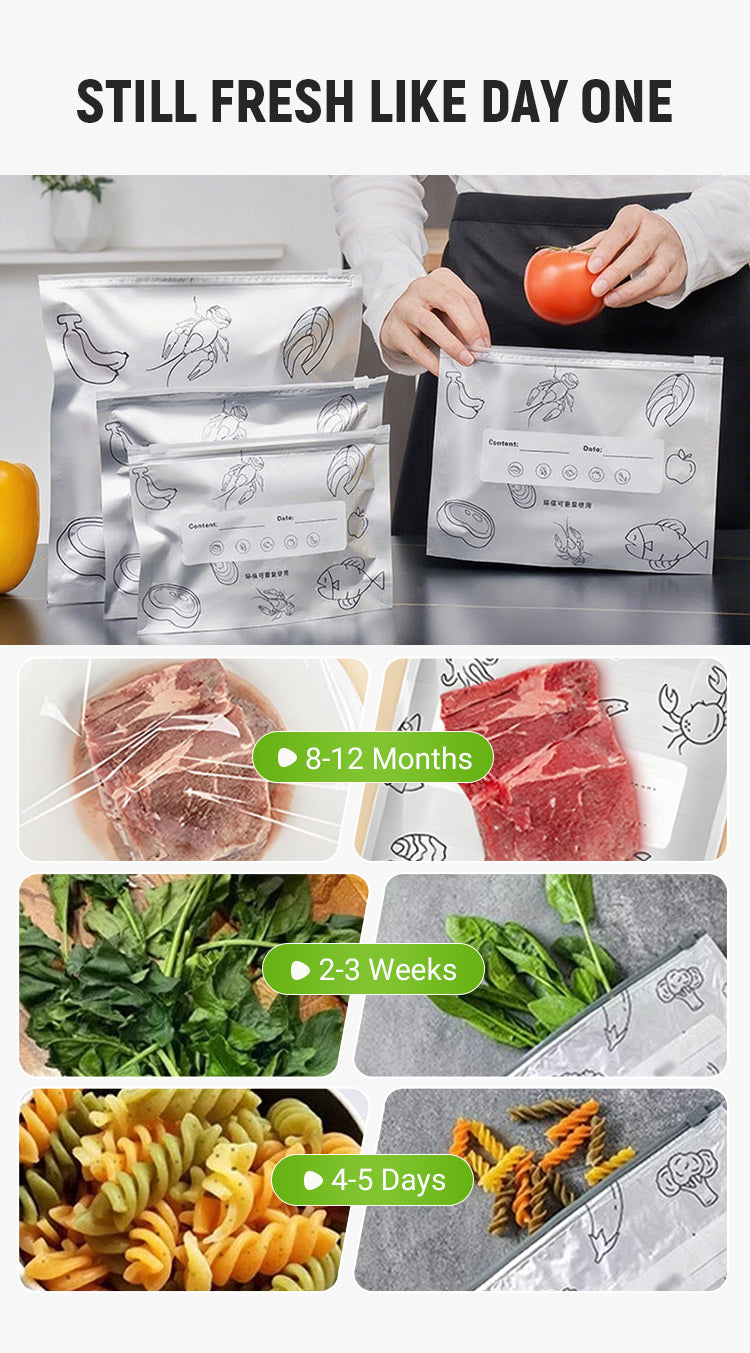 🔥Limited Sale: Buy 2 get 2 free!🍗 🥦Reusable Aluminum Foil Sealable Storage Bags