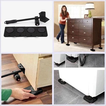 Moving Tools Set with Adjustable Height 360° Rotating Wheels
