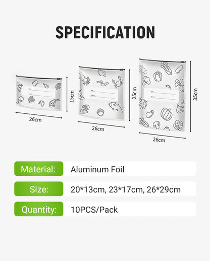 🔥Limited Sale: Buy 2 get 2 free!🍗 🥦Reusable Aluminum Foil Sealable Storage Bags