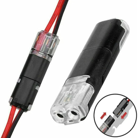 2-Pin Solderless Wire Connector – Compact Plug for LED Strips & 18–22 AWG Cables
