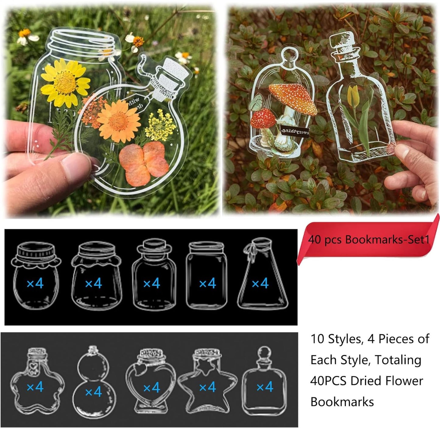 Woyuosn Transparent Dried Flower Bookmarks