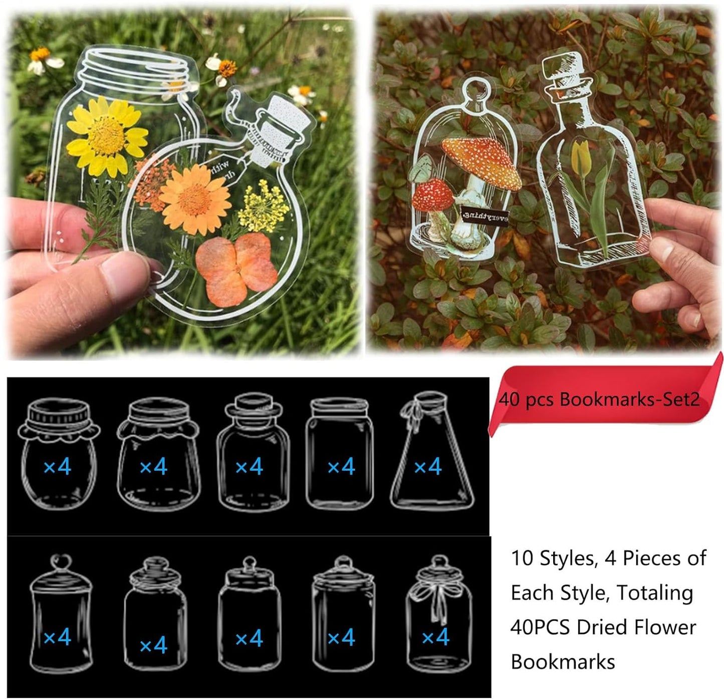 Woyuosn Transparent Dried Flower Bookmarks
