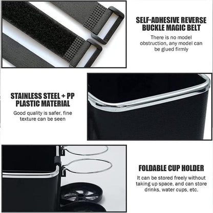 Armrest Organizer with Twin Fold-Flat Cup Holders