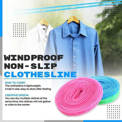 🔥Adjustable Windproof Clothesline with Hooks - Portable Heavy Duty Travel Laundry Line for Outdoor, Backyard, Camping & Indoor Drying