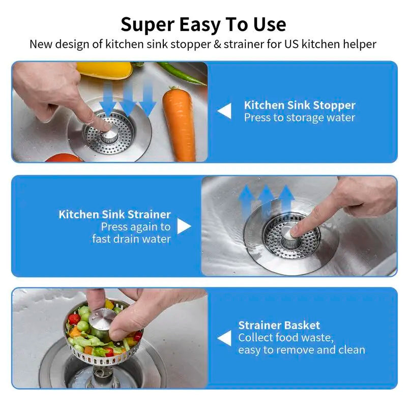 🔥🔥Upgraded 3 in 1 Kitchen Sink Drain Strainer