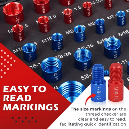 44Pcs Alloy Nut and Bolt Thread Inspector - Metric and SAE Size Identification Tool