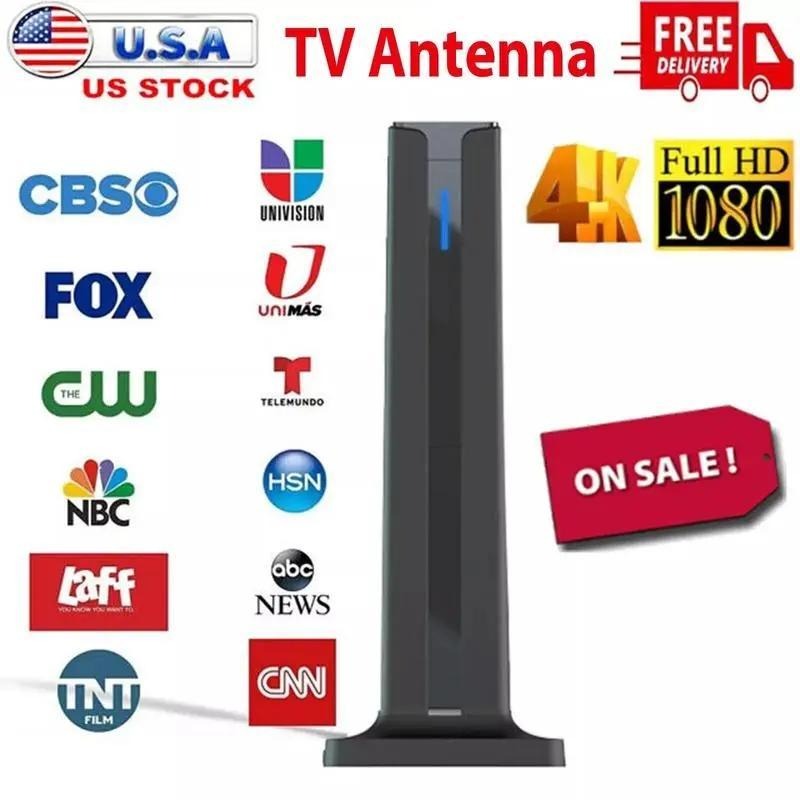 4K/1080P Indoor HDTV Antenna ✦ 120-Mile 360° Signal Booster