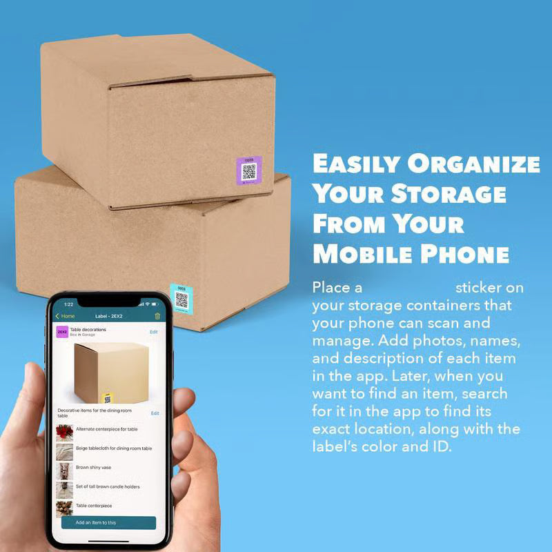 Original Color-Coded Scannable QR Labels (48 Pack)