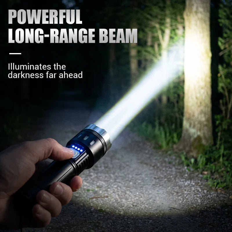 💎 50% OFF! 💎 Multifunctional Zoom LED Flashlight with Power Display – 500m Range, USB-C & 4 Lighting Modes