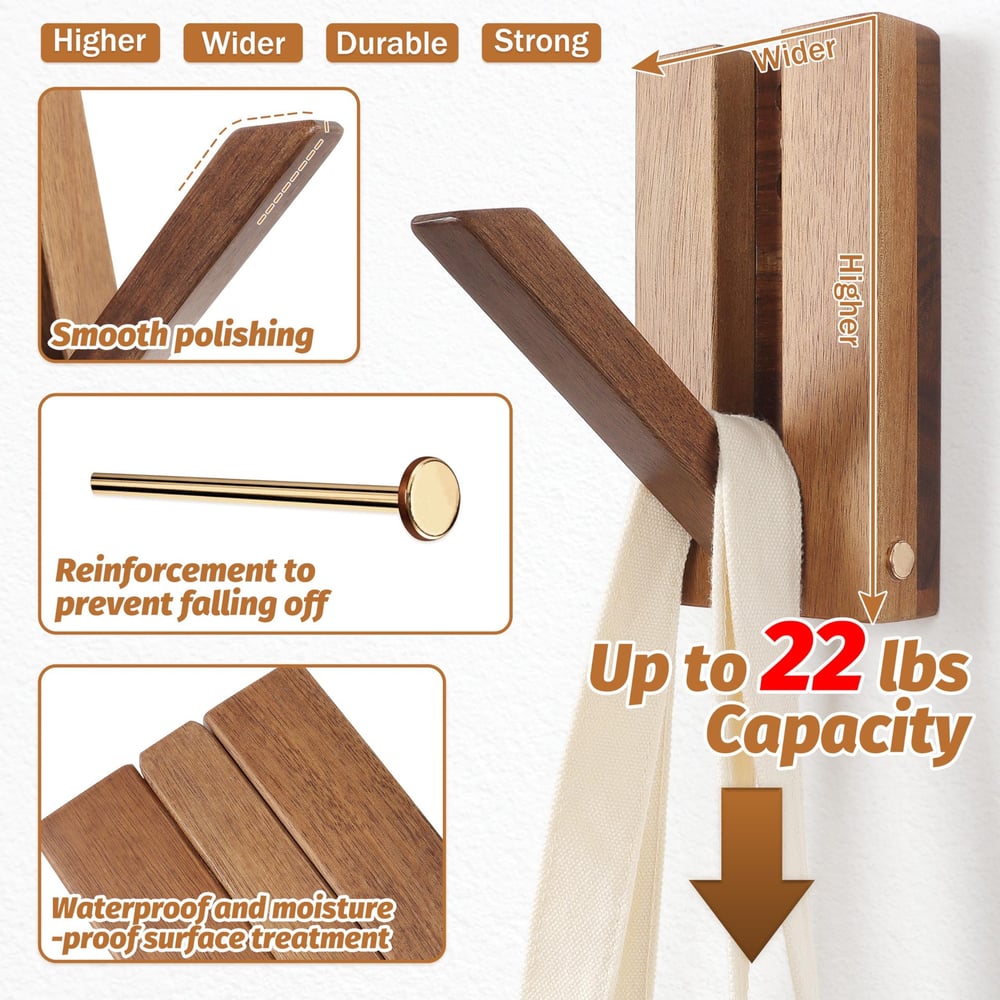 Solid Wood Piano Key Coat Hook